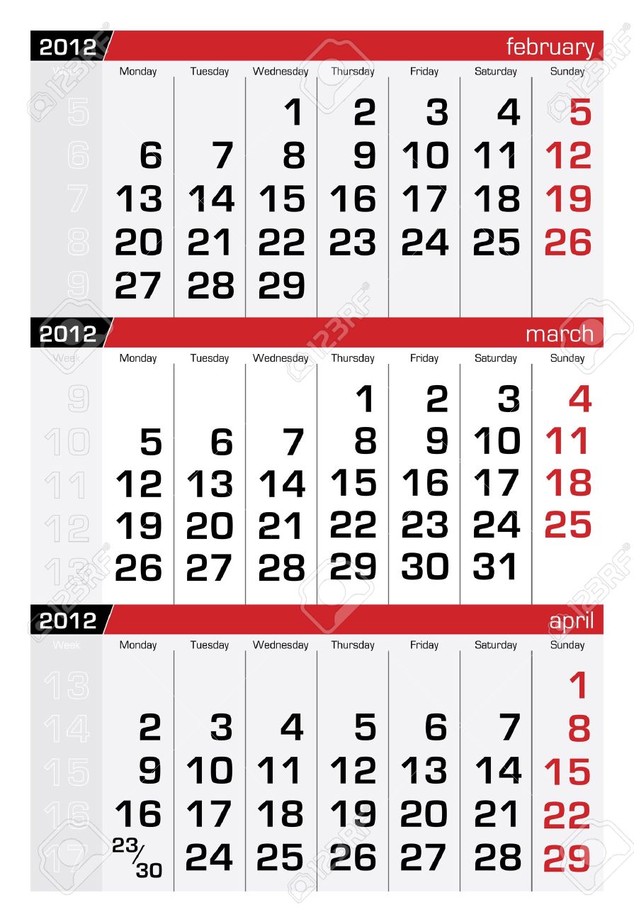 three month calendar 2015