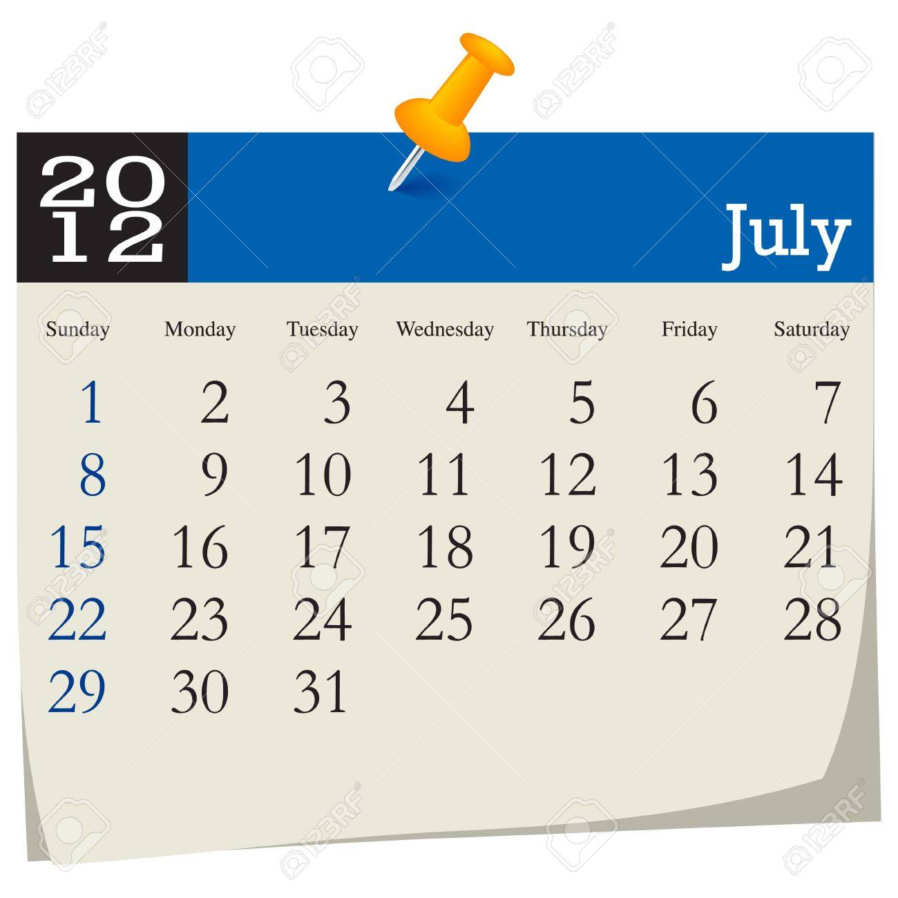 July 12 Calendar Royalty Free Cliparts Vectors And Stock Illustration Image