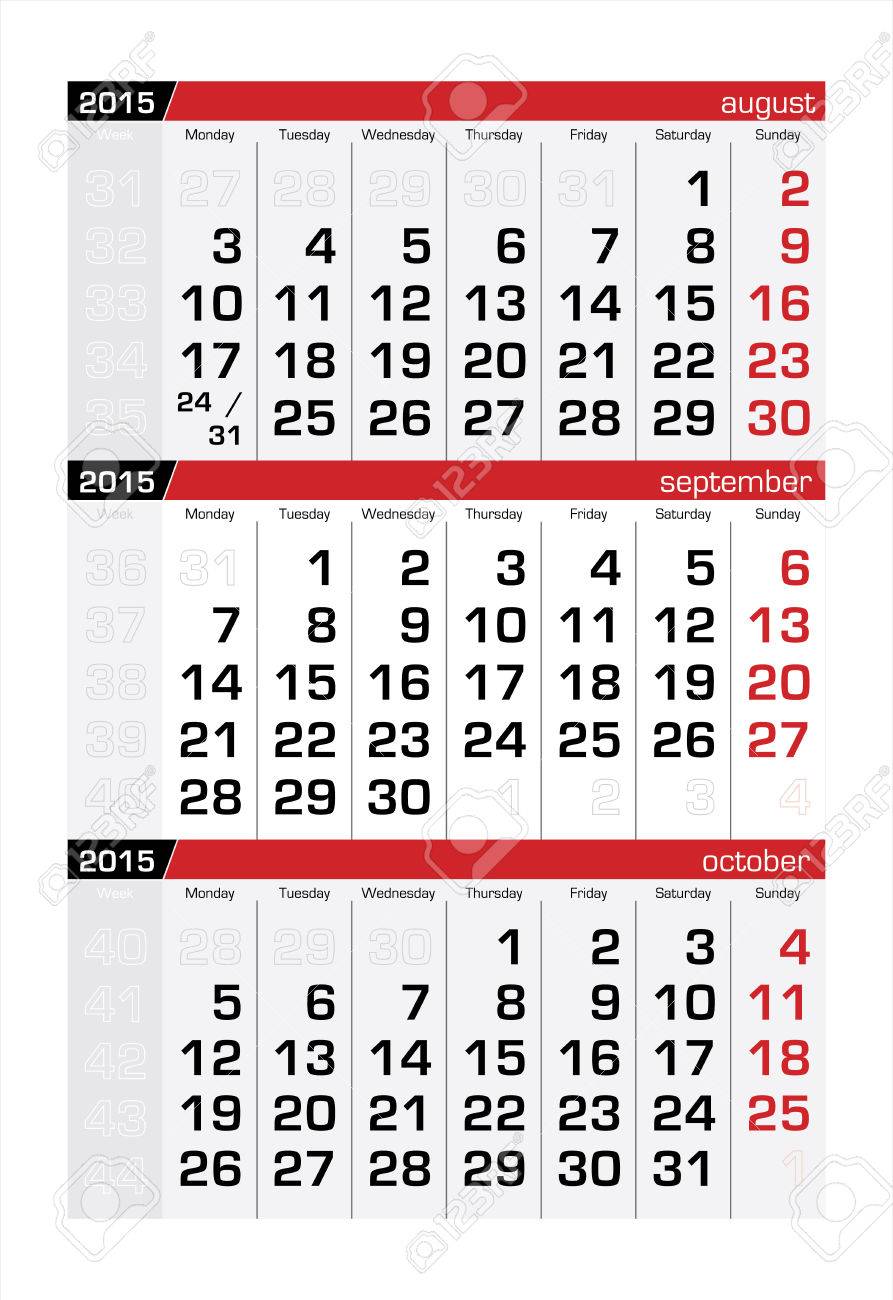 2015 three month calendar september royalty free cliparts vectors