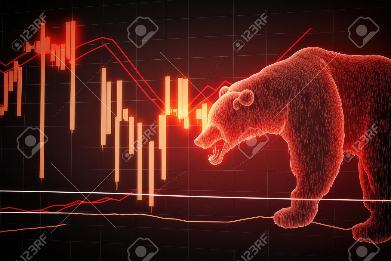 3d Render Crypto Bear Market, Red Neon Bear Shape On A Dark Background With  Graphs Stock Photo, Picture and Royalty Free Image. Image 199774734.