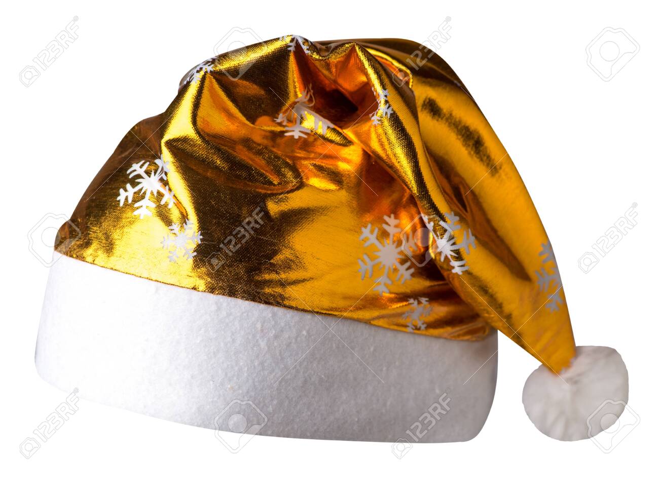 white and gold santa hat