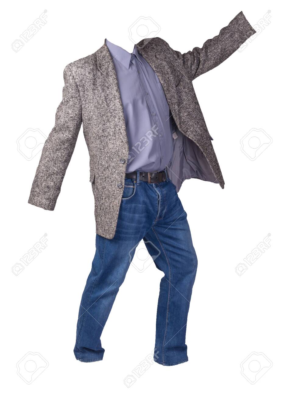 gray jacket with jeans