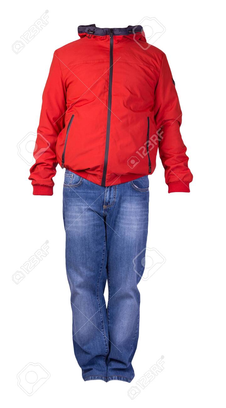 red mens jean jacket