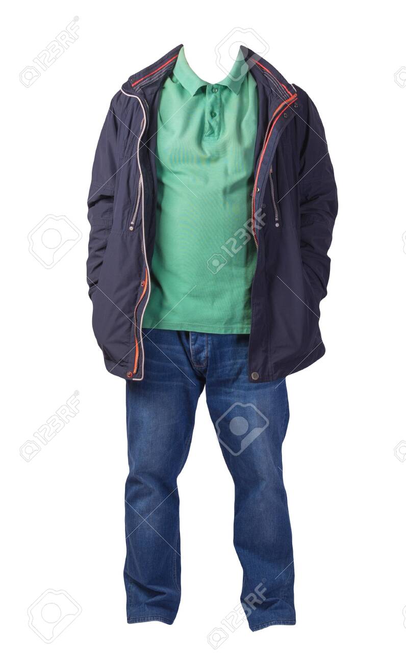 white jeans blue jacket