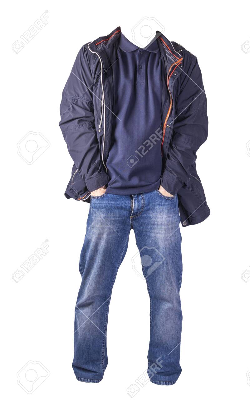 dark blue jacket with jeans
