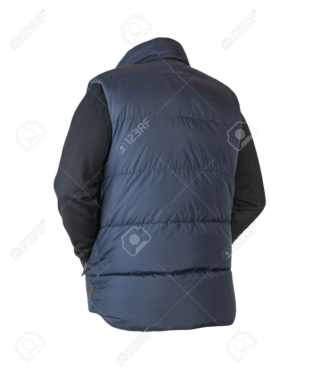 dark blue sleeveless jacket and black sweater isolated on white background. casual wear - 172073704 dark blue sleeveless jacket and black sweater isolated on white background. casual wear - 172073704