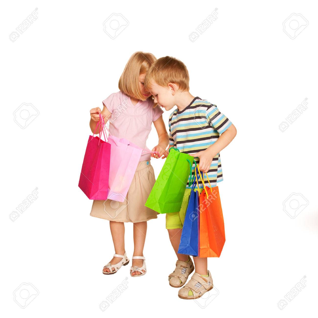 boy and girl shopping