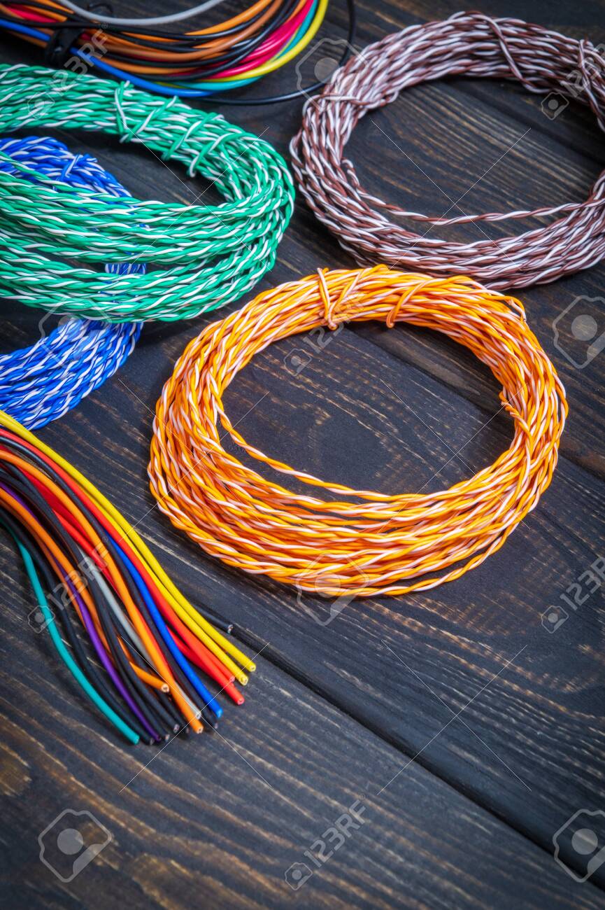 Many Thin Electrical Wires Of Different Colors Ables For Telephone Stock Photo Picture And Royalty Free Image Image 139176403