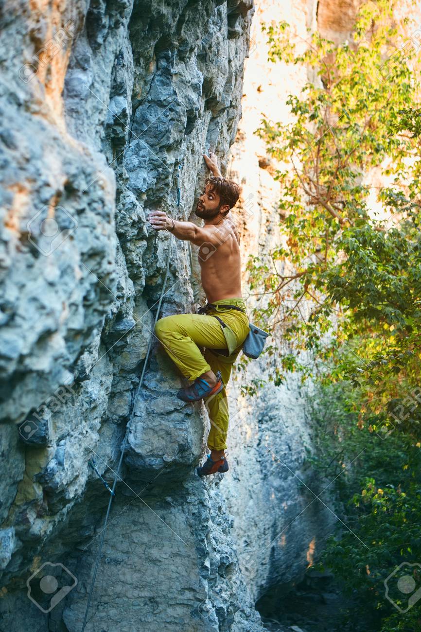 yellow climbing pants