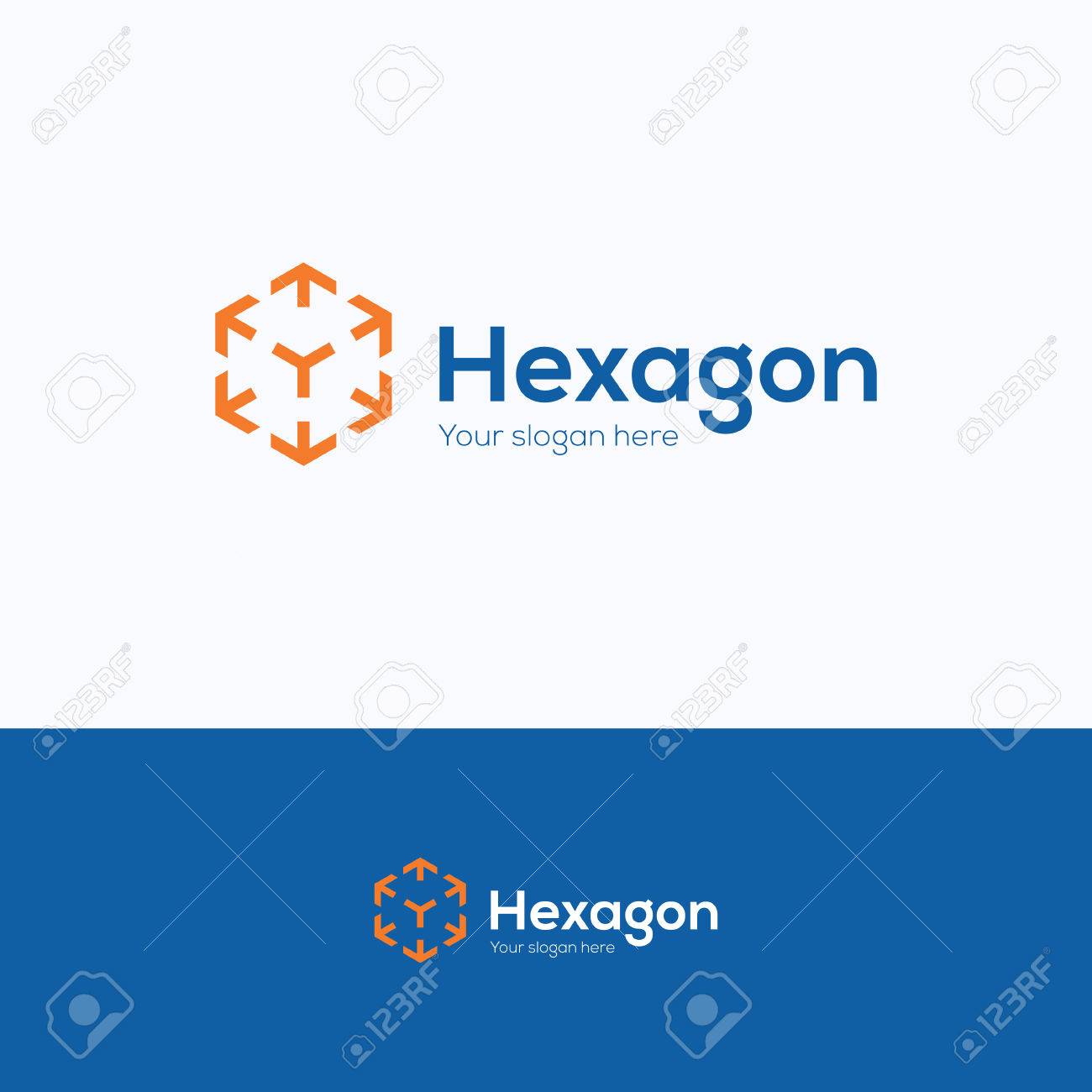 hexagon cube 3d sector group logo package box arrow geometrical