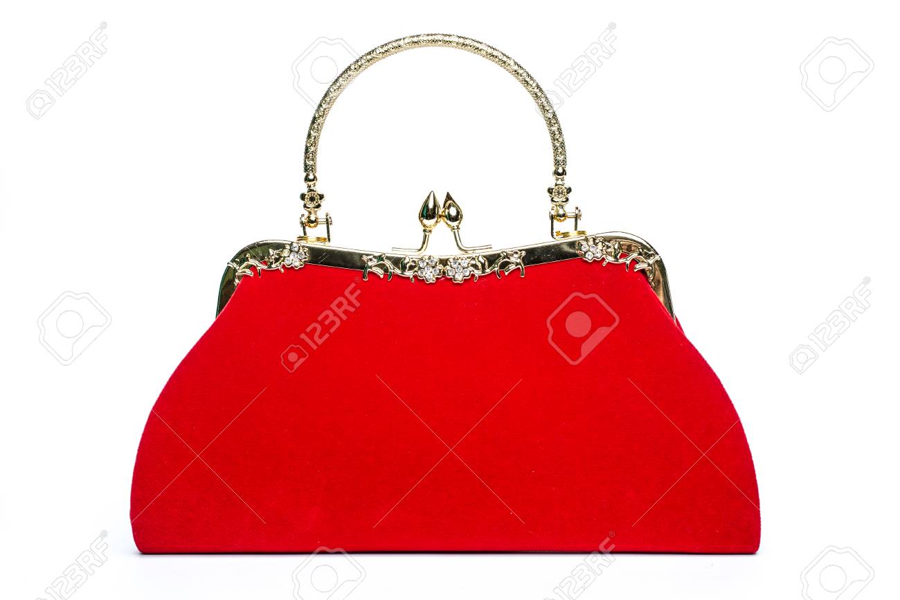 red velvet clutch bag