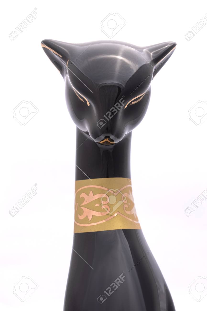 Noir Figurine Chat Isolé Sur Blanc