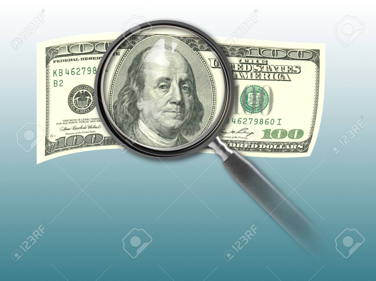 Hundred Dollar Bill And Magnifying Glmade In 2d Software Stock P O 21830008 Hundred Dollar Bill And Magnifying Glmade In 2d Software Stock P O 21830008