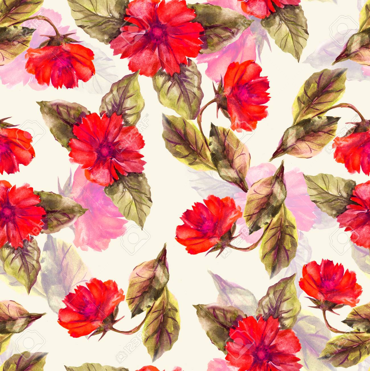 Seamless Aquarelle Bouquet De Fleurs Sur Un Fond Blanc Peut être Utilisé Pour Le Tissu De Modèle De Conception Papier Peint Papier Demballage