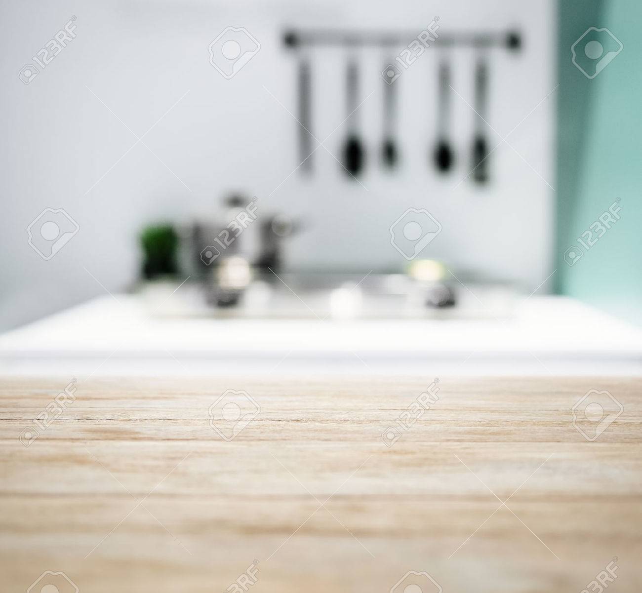 stock photo table top with blurred kitchen counter home interior background - Kitchen Counter Tables stock photo table top with blurred kitchen counter home interior background - Kitchen Counter Tables