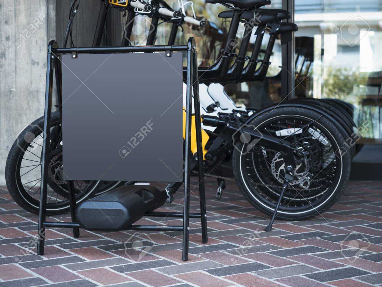 Download Mock Up Blank Sign Stand Bicycle Shop Rental Service Stock Photo Picture And Royalty Free Image Image 96247316