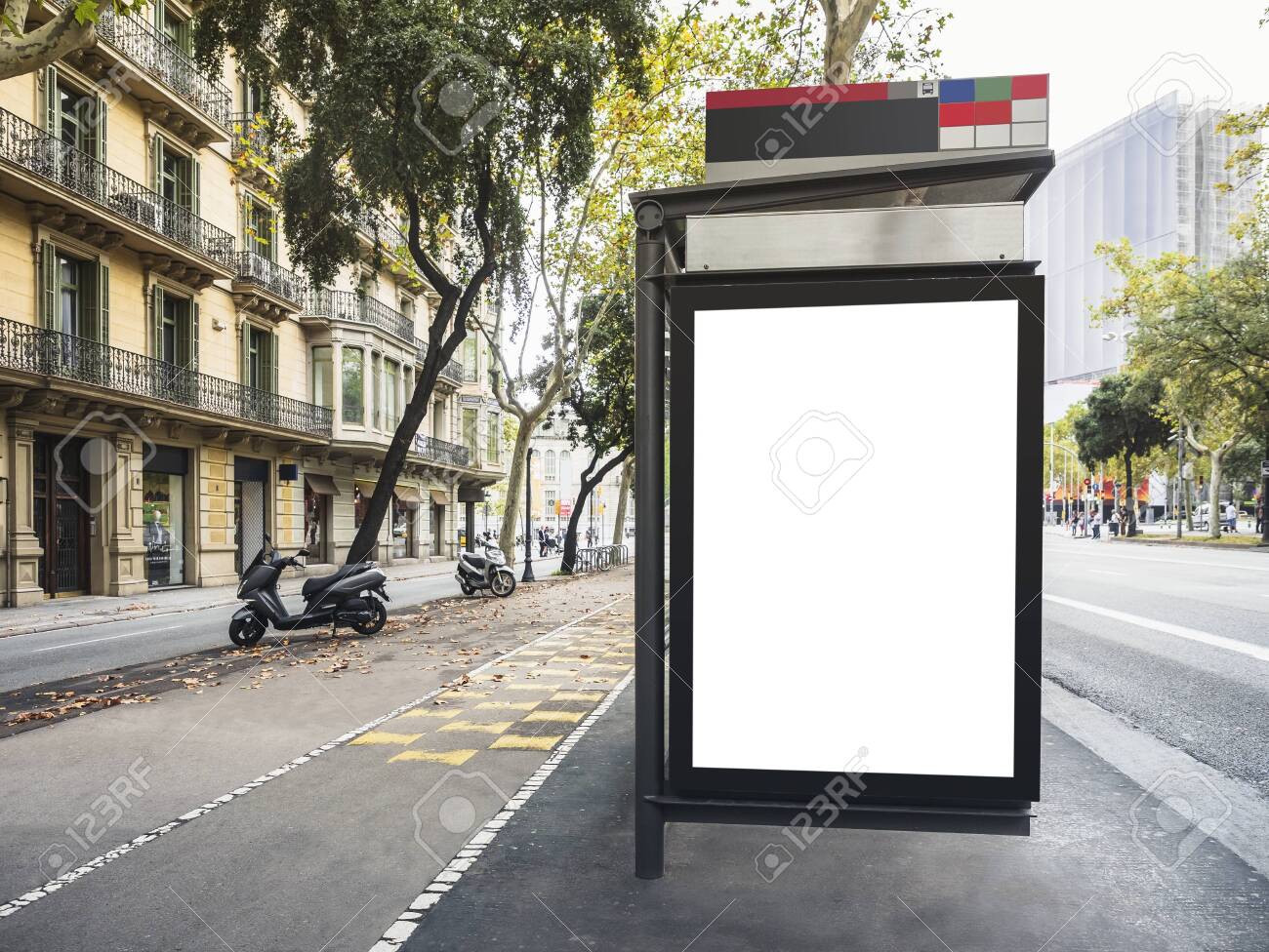 Mock Up Billboard Banner Template At Bus Shelter Media Outdoor Intended For Street Banner Template