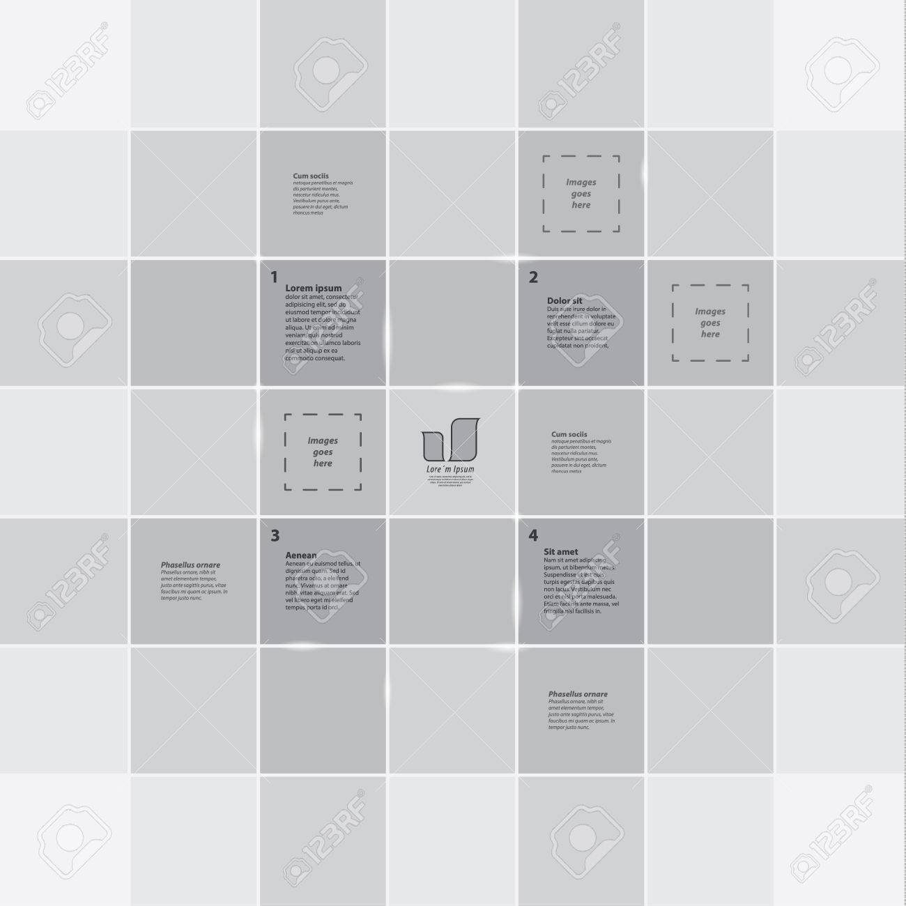 square grid template colorfully template with four primary steps