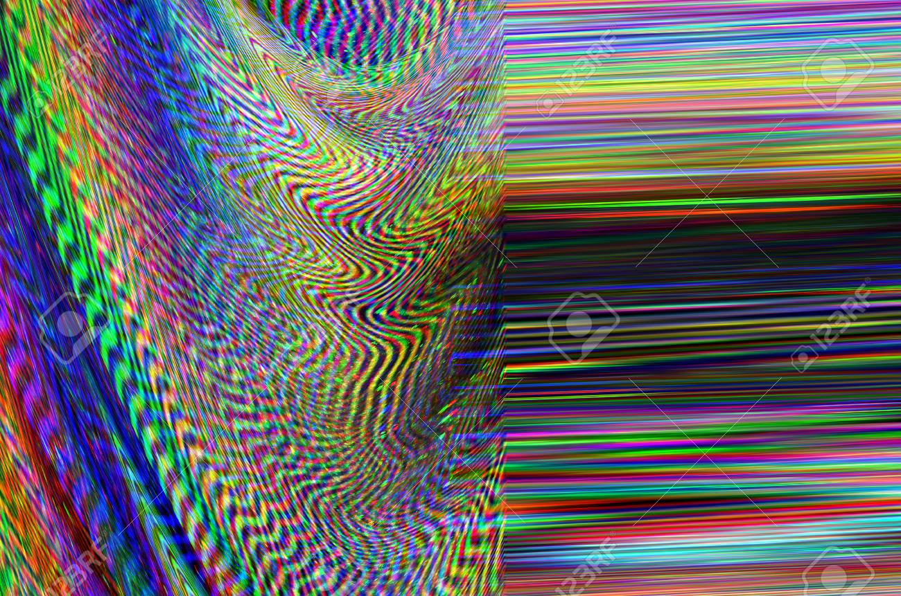 Psychedelic glitch background. Random digital error signal. Wave