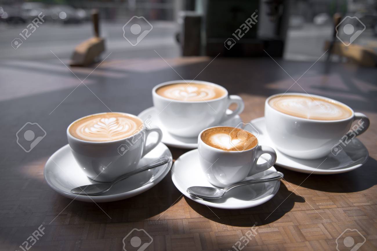 Cups Of Coffee With Saucers Of Different Sizes With Caramel Pictures Stock Photo Picture And Royalty Free Image Image 66755788