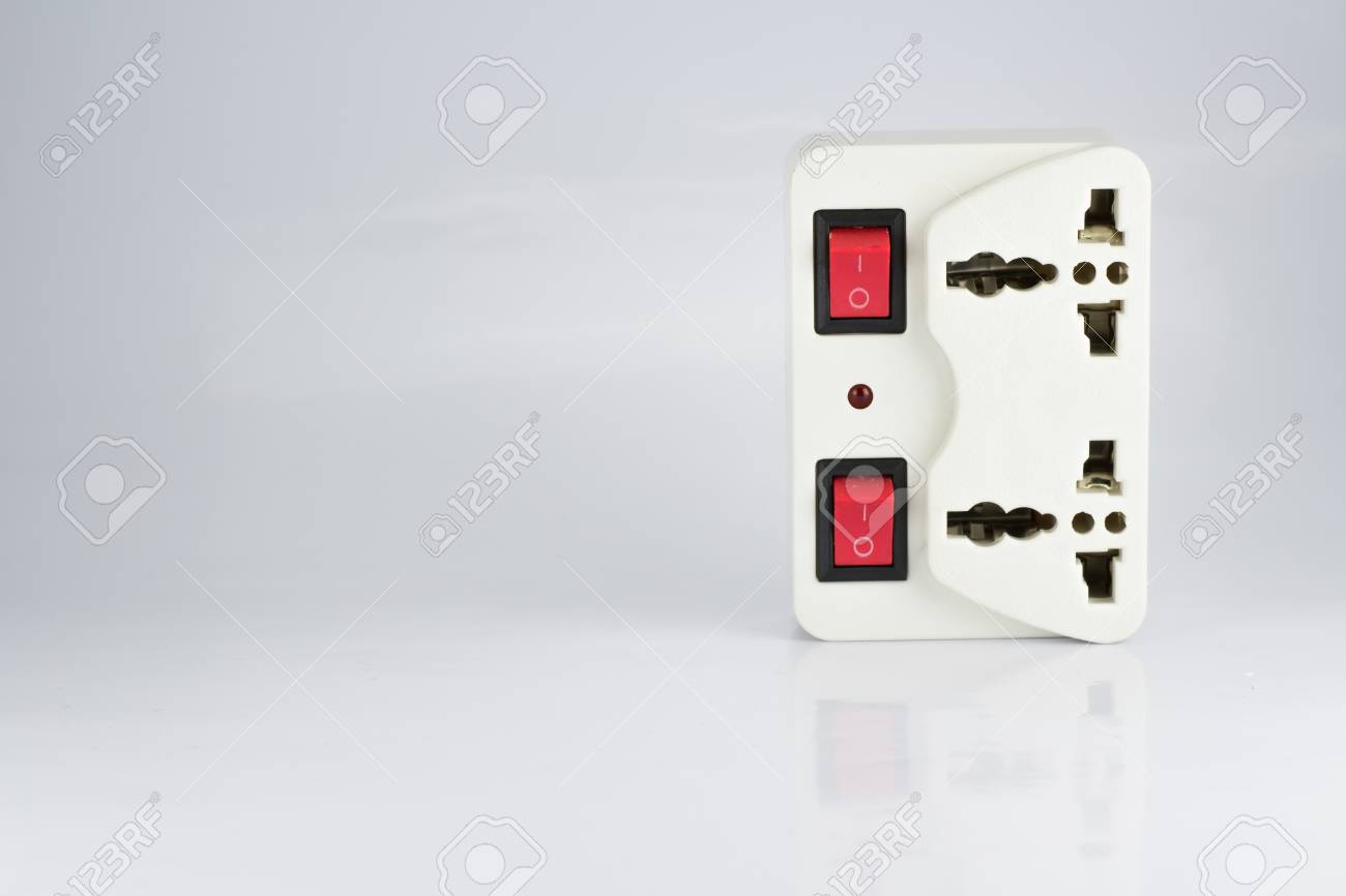 plug socket with switch on off and led status its on white white status