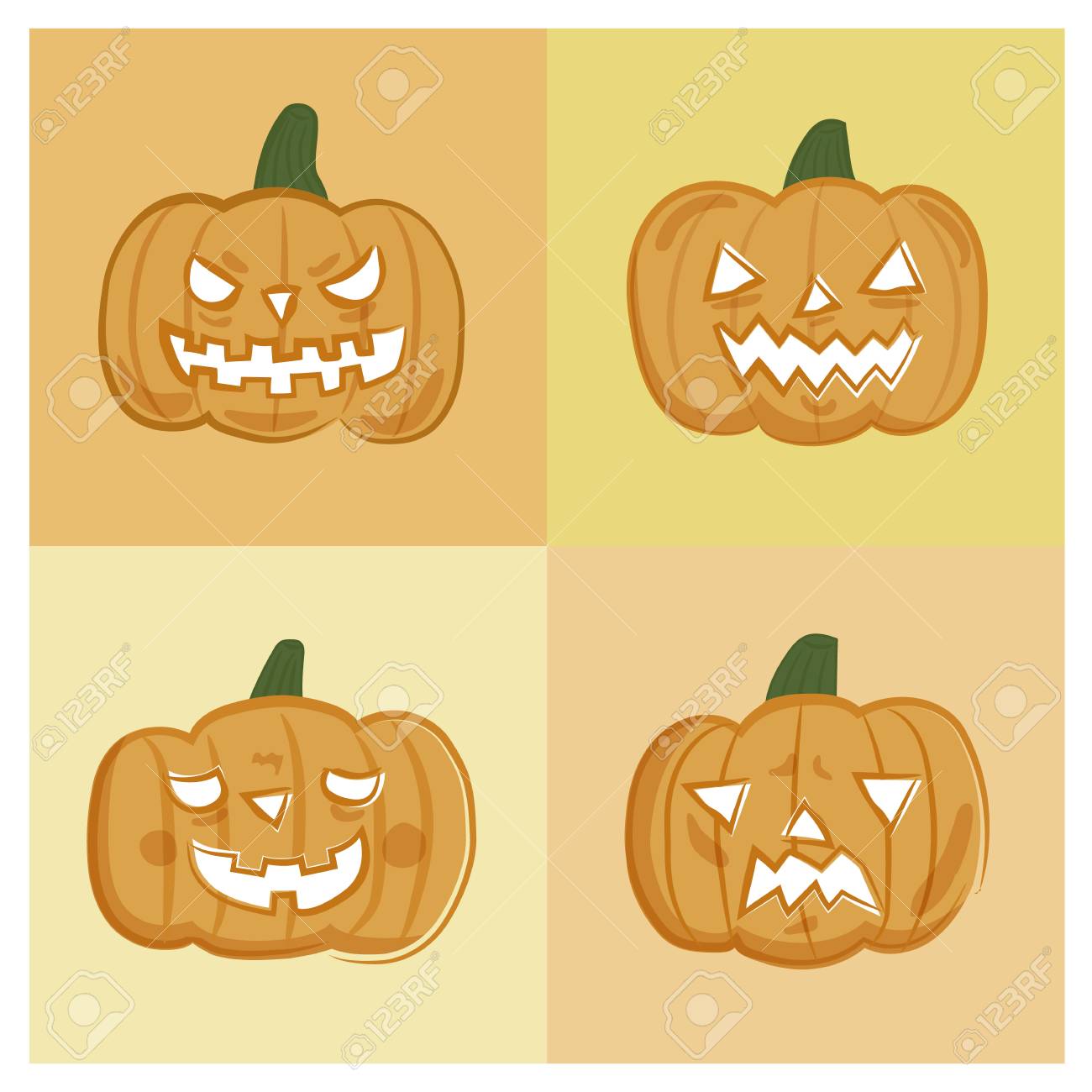 ハロウィンかぼちゃおばけ顔ベクトル アイコンを設定 のイラスト素材 ベクタ Image