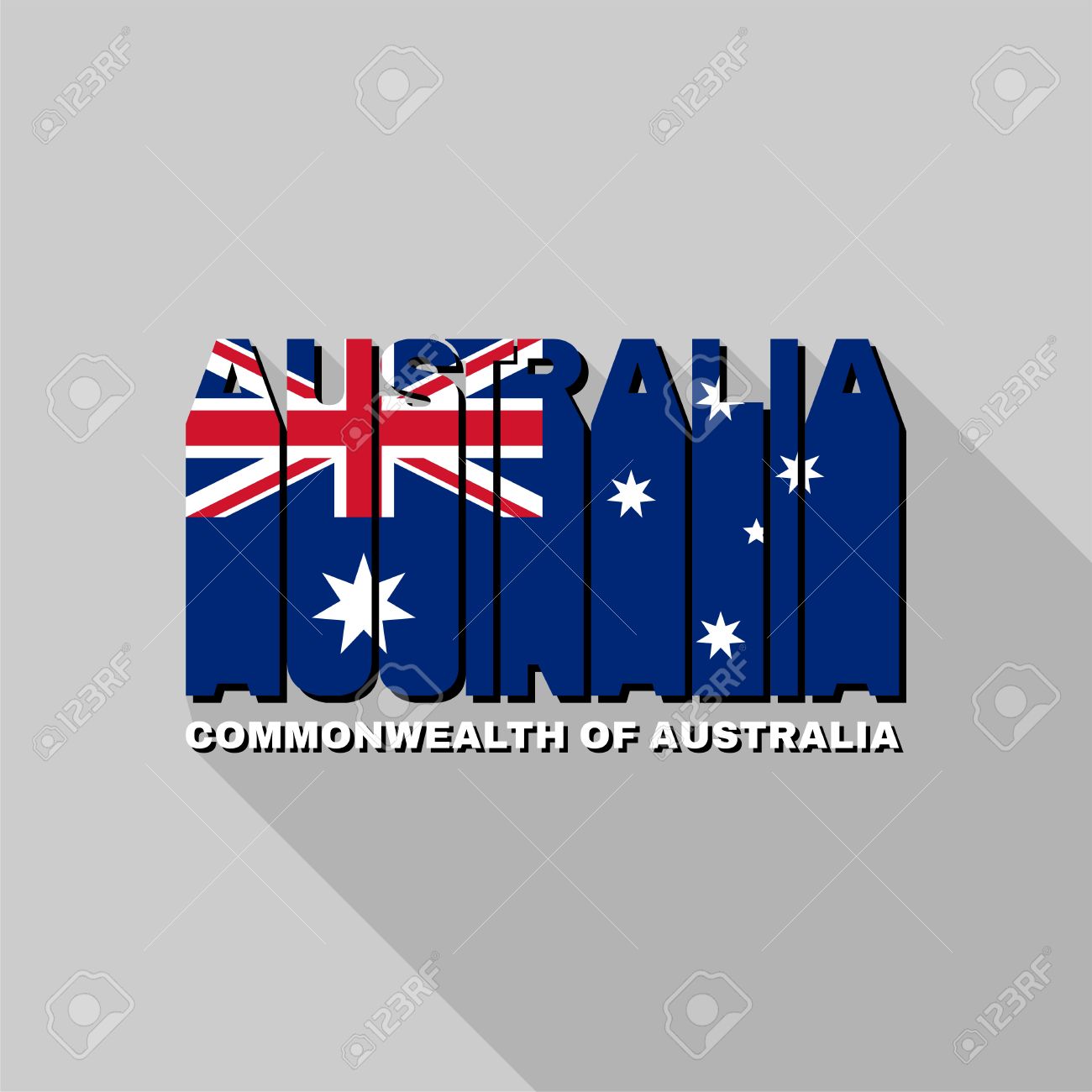 オーストラリア連邦旗文字タイポグラフィ T シャツのグラフィック フラットなデザイン のイラスト素材 ベクタ Image