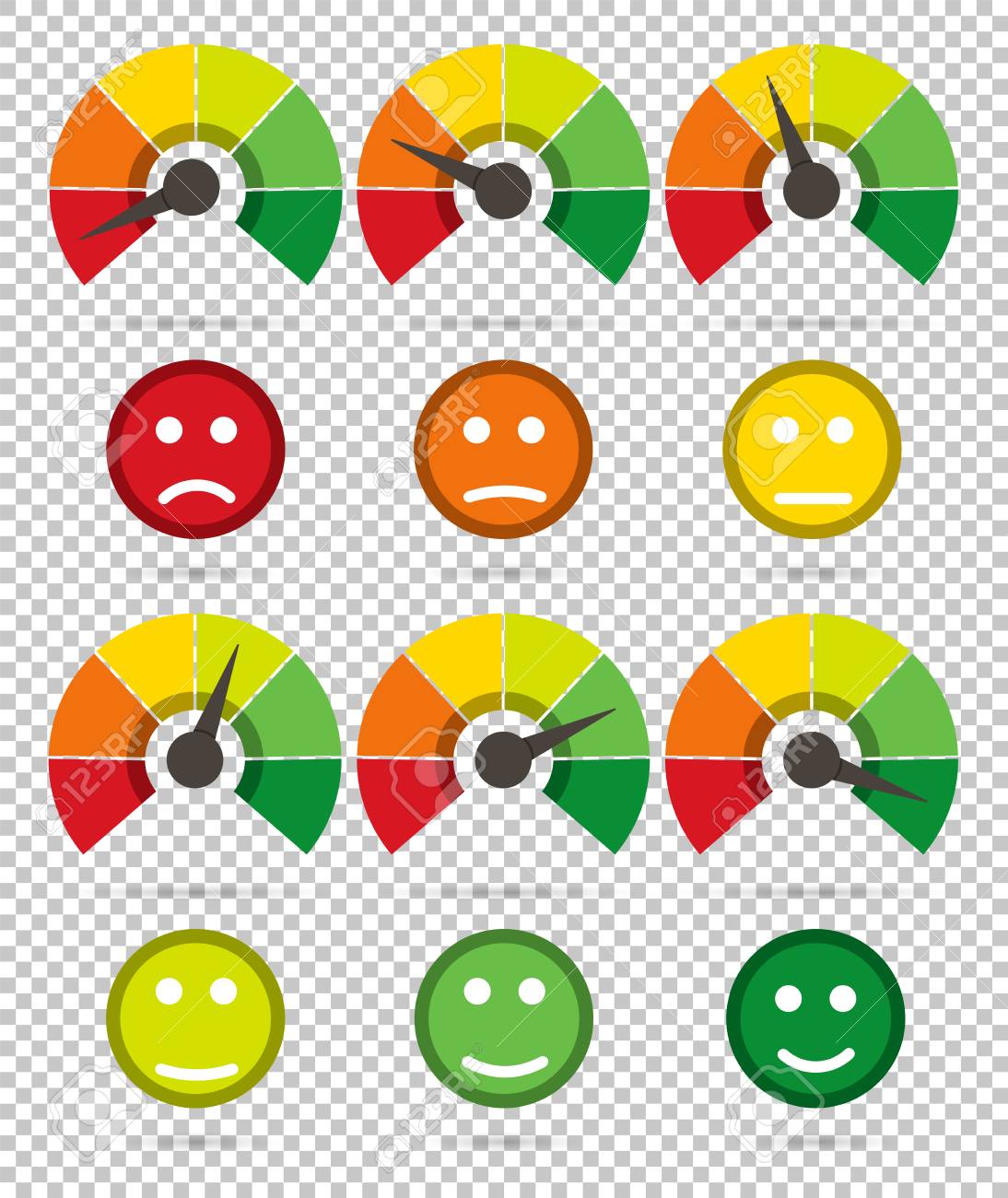 矢印と感情 孤立した背景のスケールと緑に赤からスケールします のイラスト素材 ベクタ Image