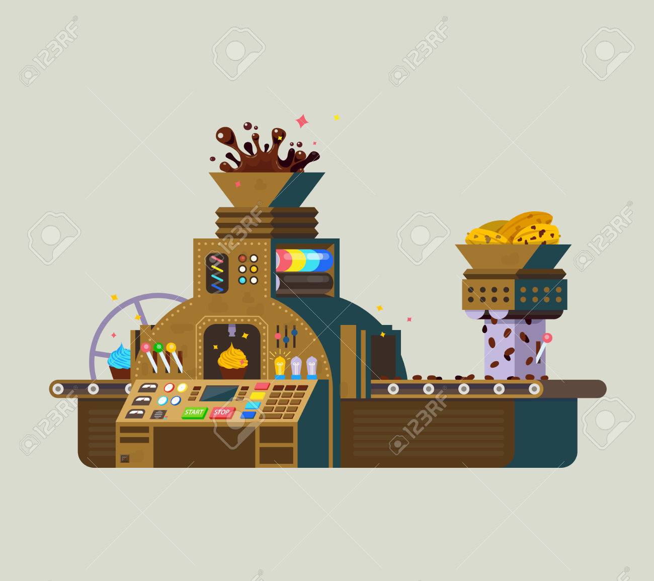 Chocolate Factory vector iilustration. Print of creative chocolate food preparation, made from cacao seeds. - 70995277 Chocolate Factory vector iilustration. Print of creative chocolate food preparation, made from cacao seeds. - 70995277
