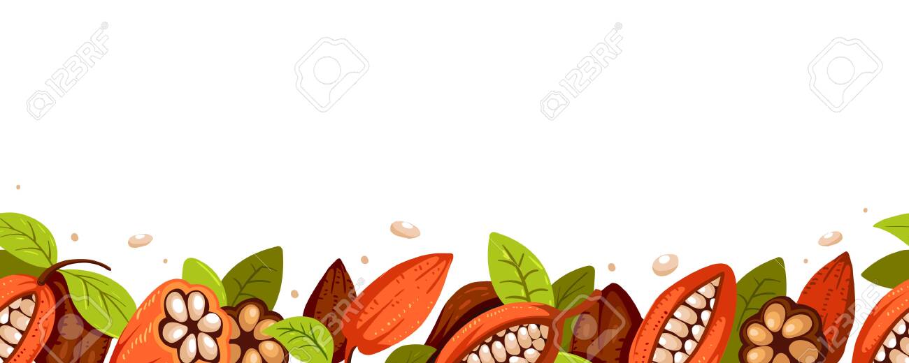 Chocolate Tree Cocoa Beans Print Composition Of Cocoa Design Royalty Free Cliparts Vectors And Stock Illustration Image 136607220