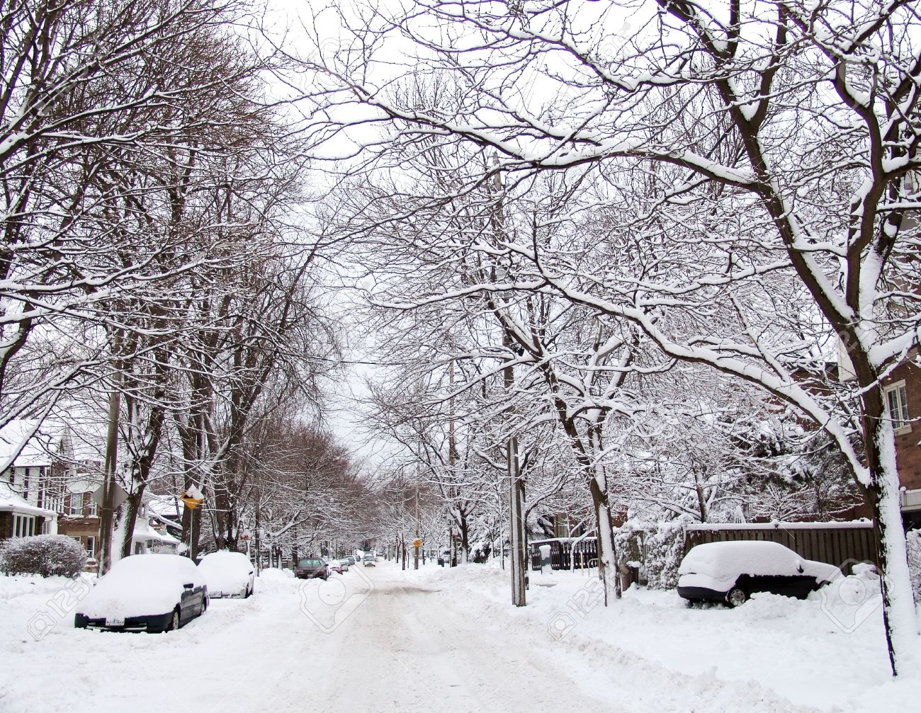 City street covered by snow after blizzard. Winter. Toronto, Canada. - 5426317 City street covered by snow after blizzard. Winter. Toronto, Canada. - 5426317