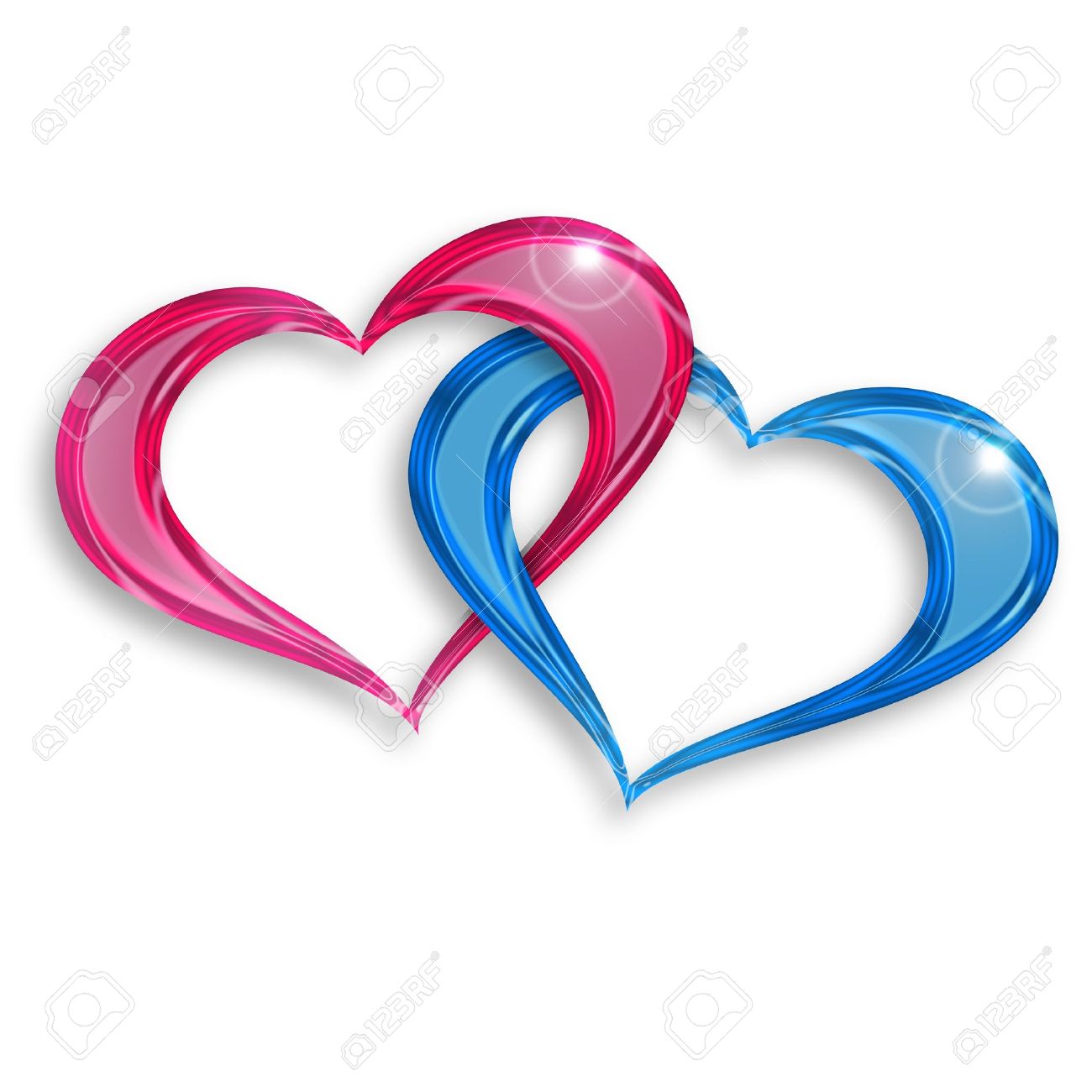 pink and blue hearts entwined on white background stock photo blue hearts pics