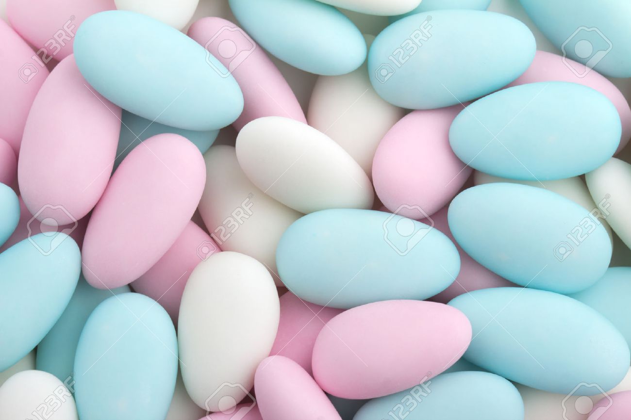 Background Of Sugared Almonds Color Blue, Rose And White Stock Photo,  Picture And Royalty Free Image. Image 24189197.