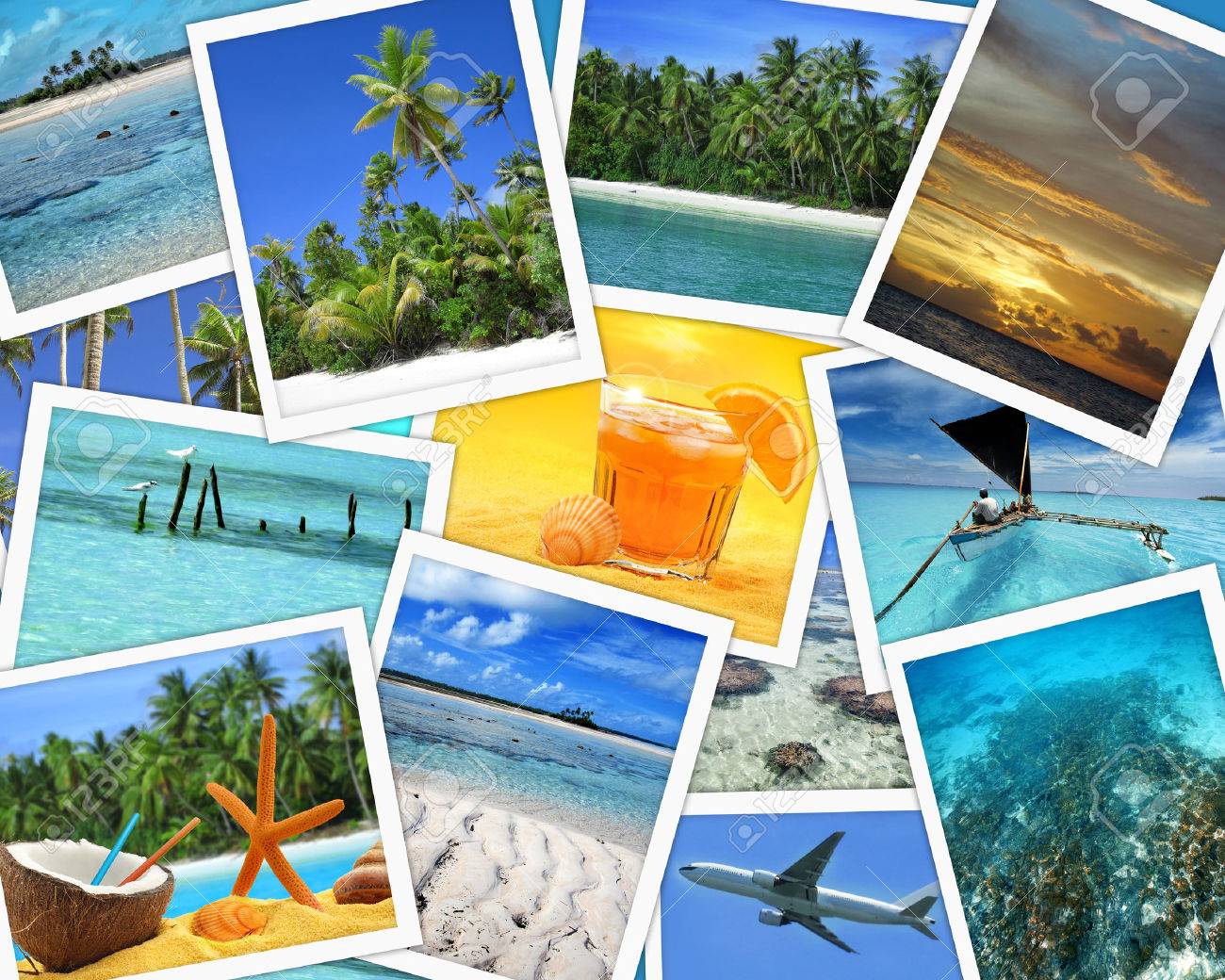 Collage Of Snapshots Tropical Travel Destinations Stock Photo Collage Of Snapshots Tropical Travel Destinations Stock Photo