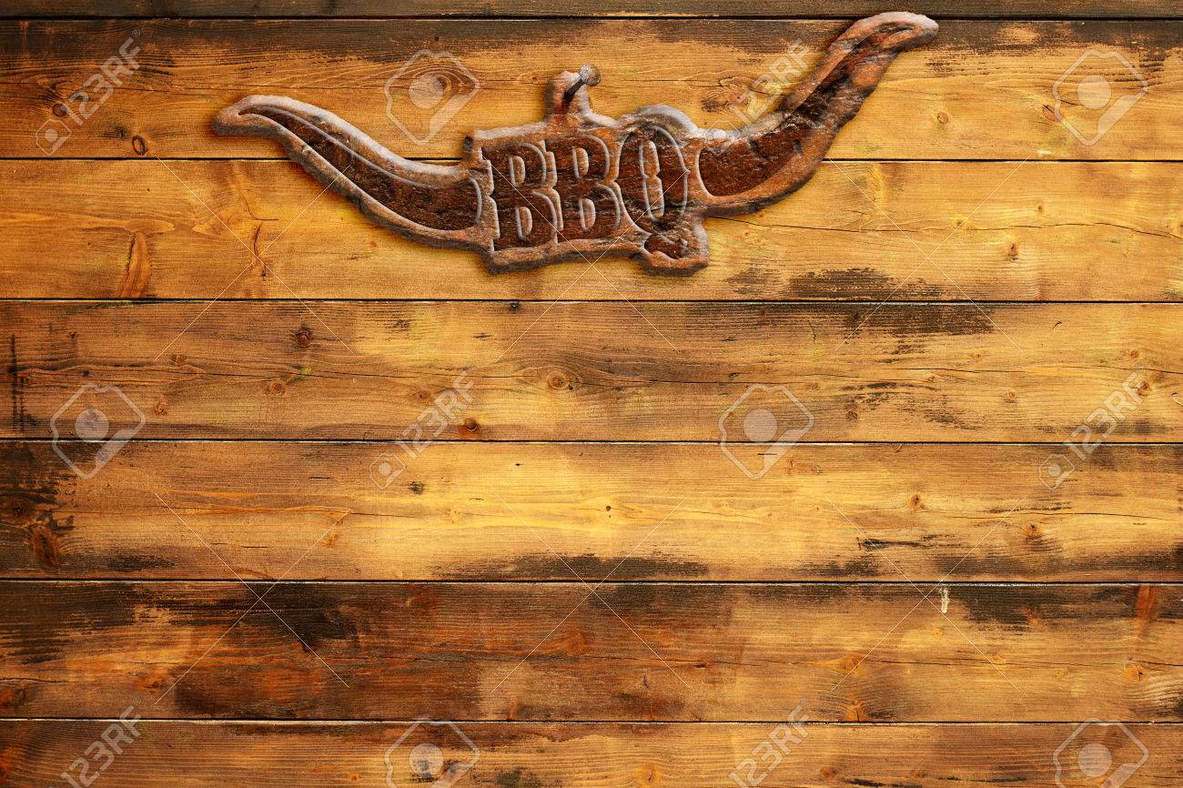 Plaque Bbq Nailed To A Wooden Board Stock Photo Picture And Royalty Free Image Image 43279356