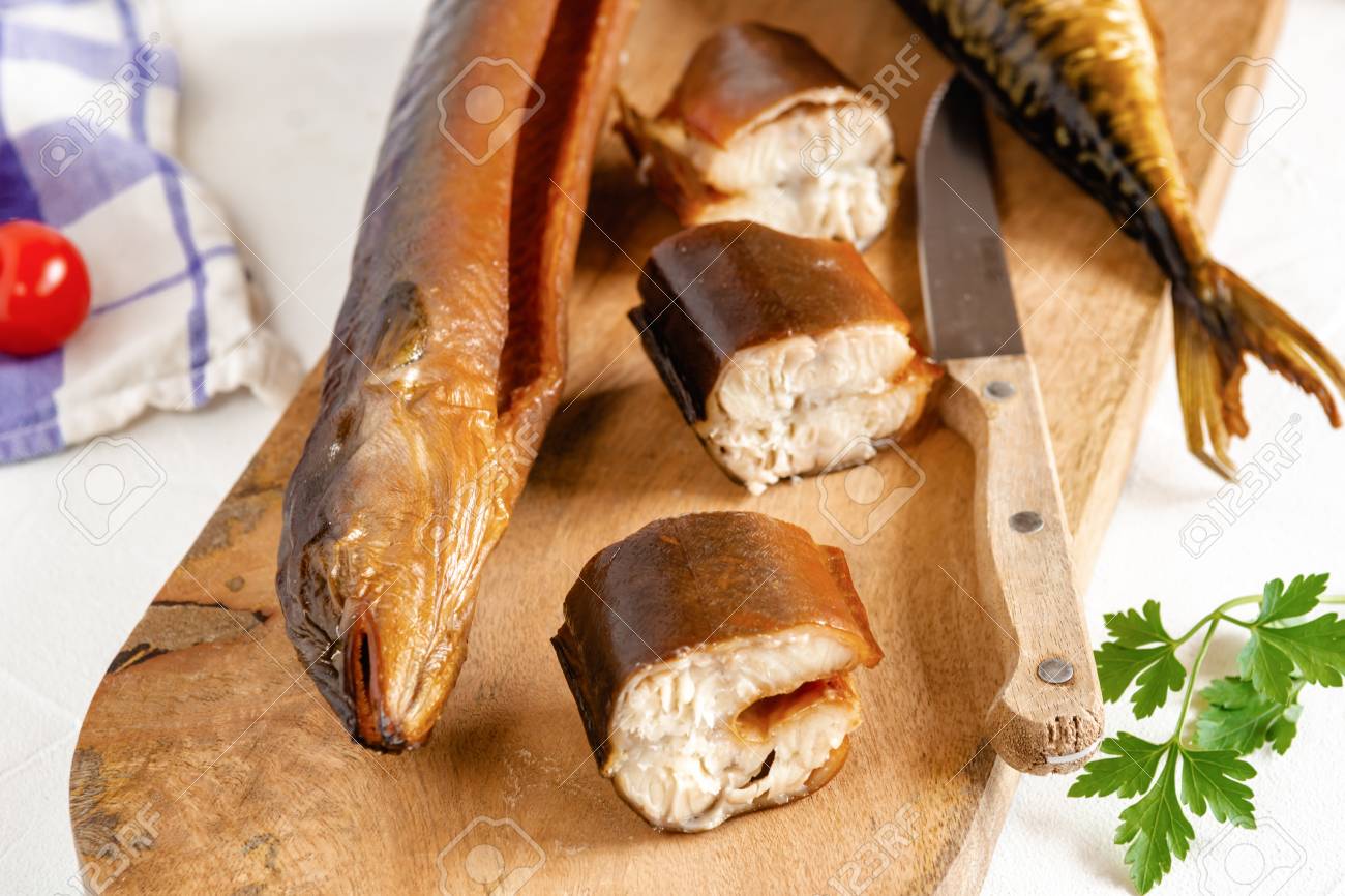 Smoked Eel Ready To Eat Delicious Freshly Made Seafood Stock Photo Picture And Royalty Free Image Image 112352033