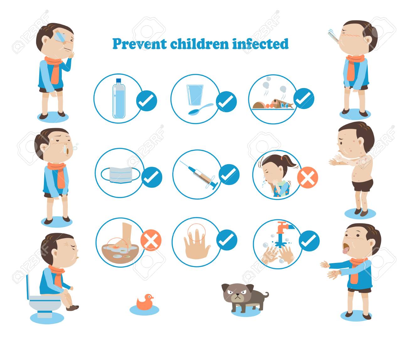 Sick boy and prevent children infected Infographic.vector illustration cartoon - 92928390 Sick boy and prevent children infected Infographic.vector illustration cartoon - 92928390