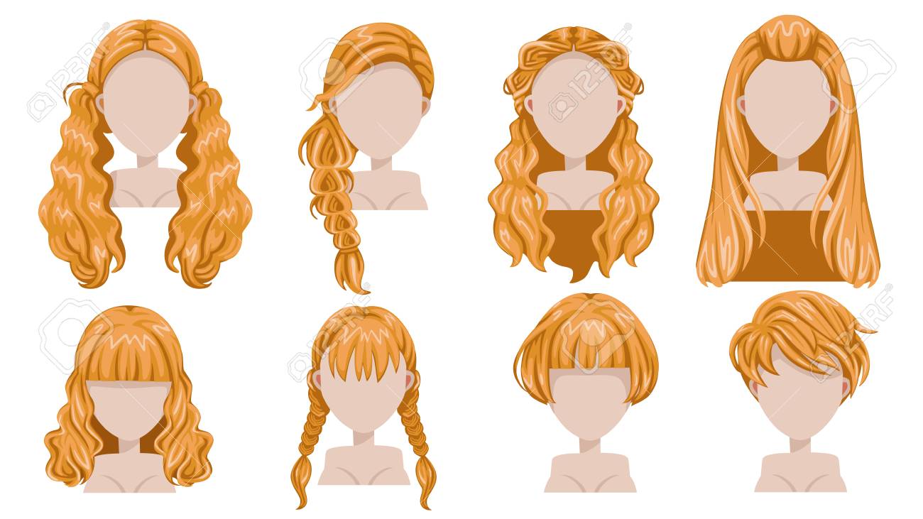 Cheveux Blonds De Mode Moderne Femme Pour Assortiment Cheveux Longs Cheveux Courts Cheveux Bouclés Jeu Dicônes De Coupe De Cheveux à La Mode