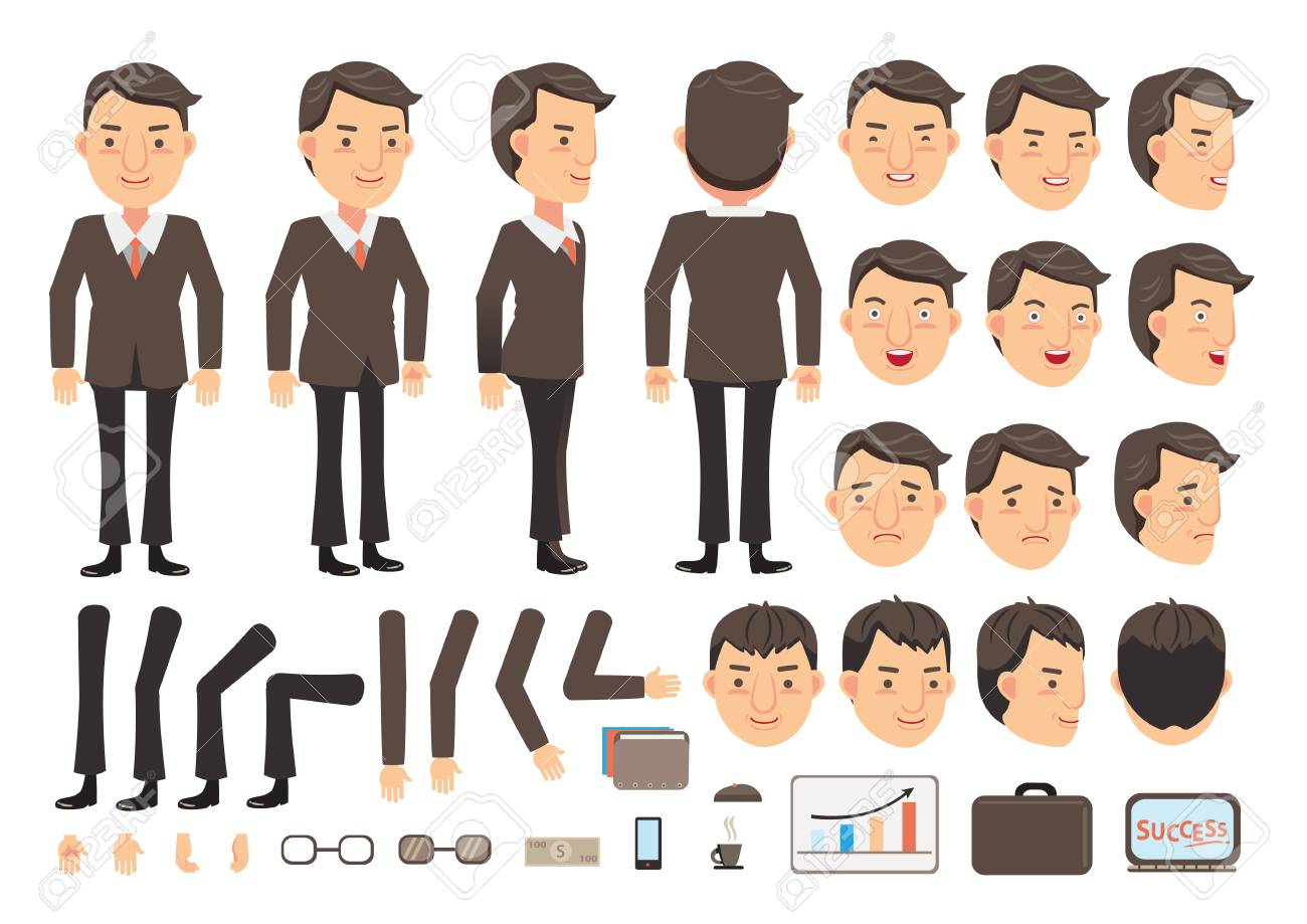 Businessman Character Creation Set Icons With Different Types