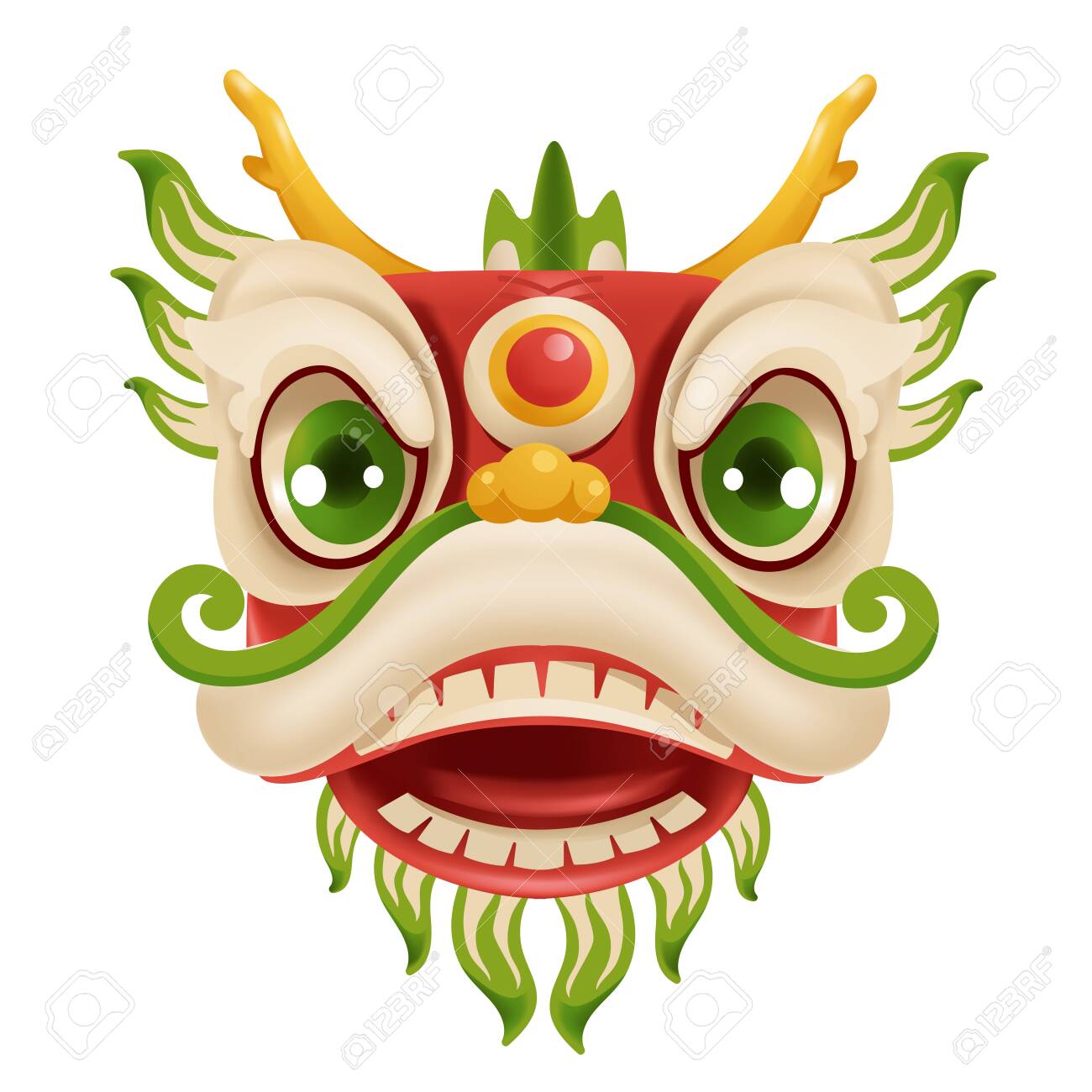 Chinese New Year Dragon Dance Head Mascot For Lucks Year China New Year Cartoon Vector Illustration Isolated On A White Background Royalty Free Cliparts Vectors And Stock Illustration Image