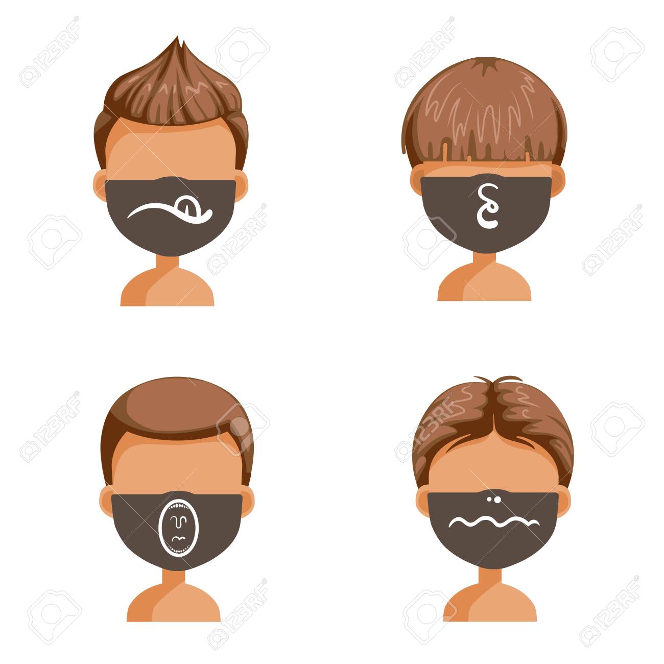 Download Fashion Mask Set Collection Of Animal Fangs Draw The Mouth Royalty Free Cliparts Vectors And Stock Illustration Image 151412254 PSD Mockup Templates