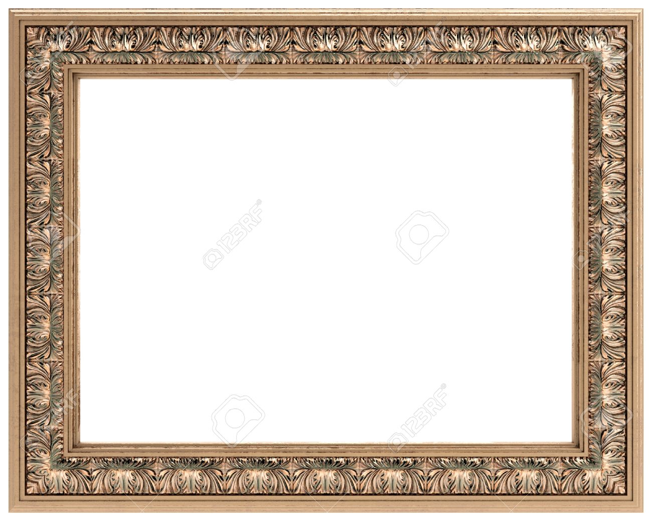 rectangular gold carved frame for a mirror or a picture stock photo