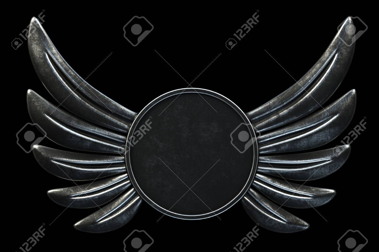 Metal Wings Circle Logo Isolated On Black Background. 3d Render Stock  Photo, Picture And Royalty Free Image. Image 49179740.