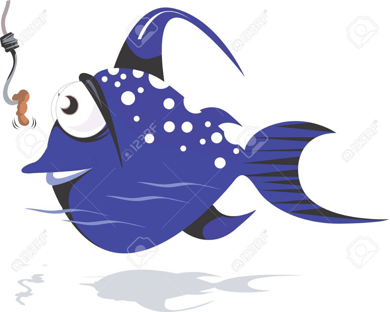 フックのワームを目指して色青魚のイラスト の写真素材 画像素材 Image