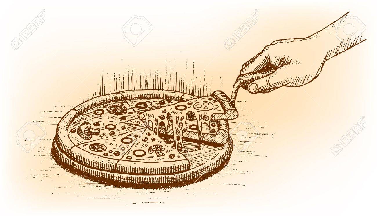 手書きのピザ のイラスト素材 ベクタ Image