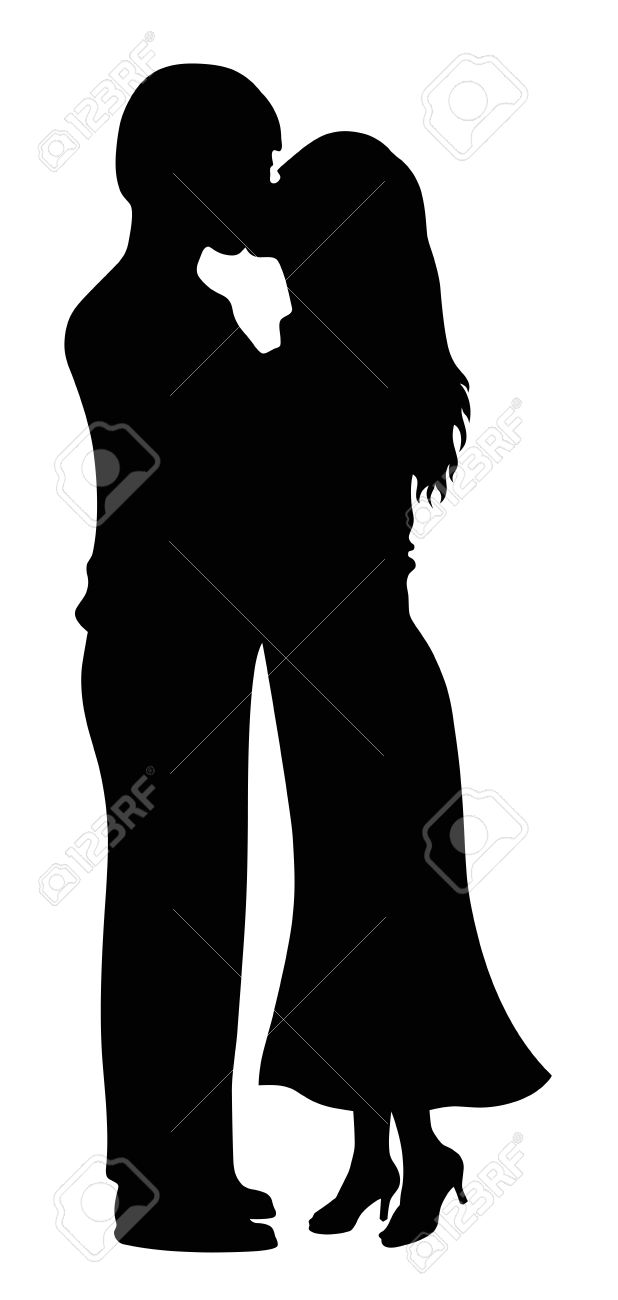 silhouette kissing lovers stock vector 18825780