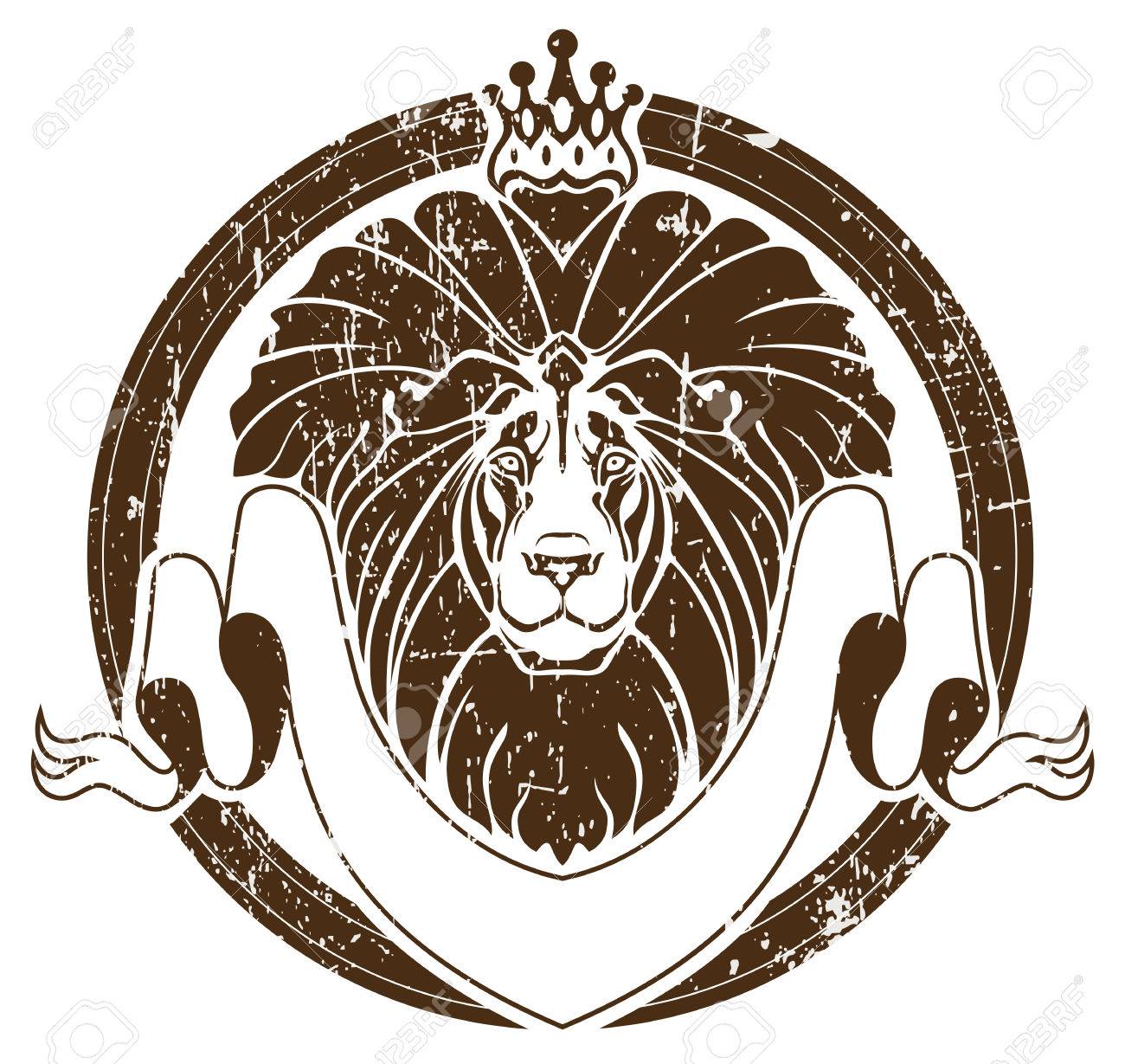 Lowe Mit Krone Als Emblem Lizenzfrei Nutzbare Vektorgrafiken Clip Arts Illustrationen Image