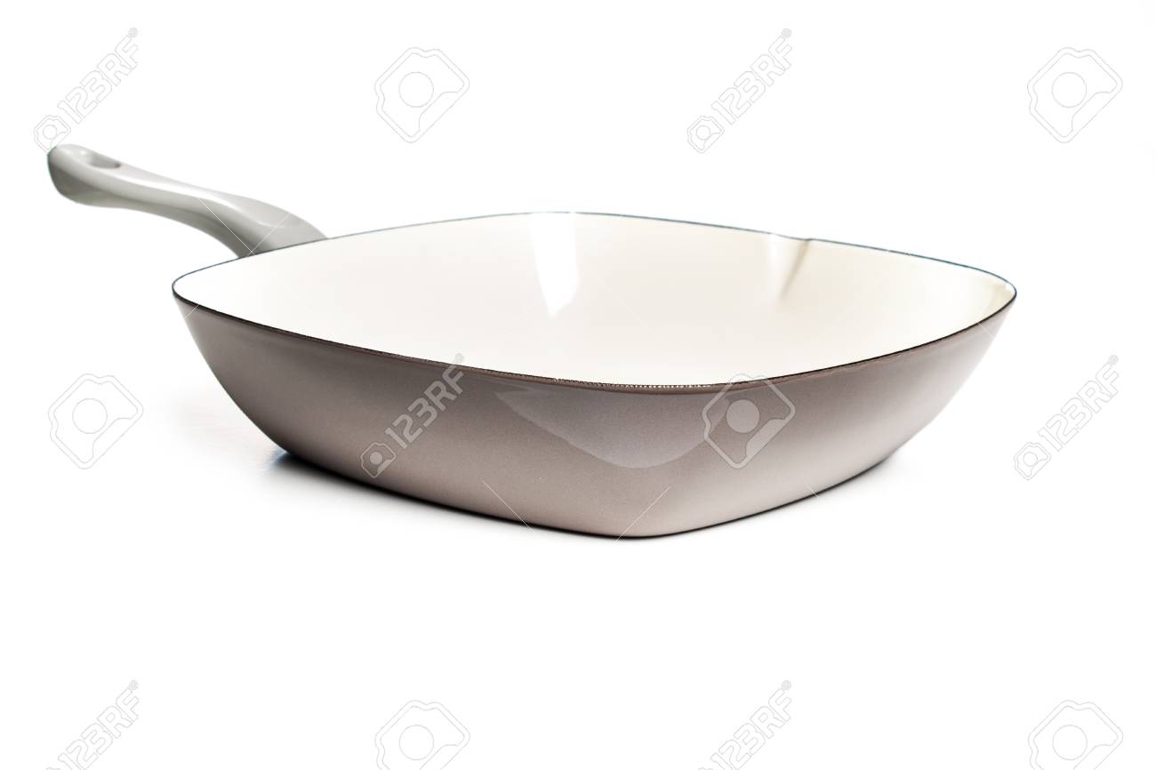 白い背景にフライパンセラミックコーティング の写真素材 画像素材 Image