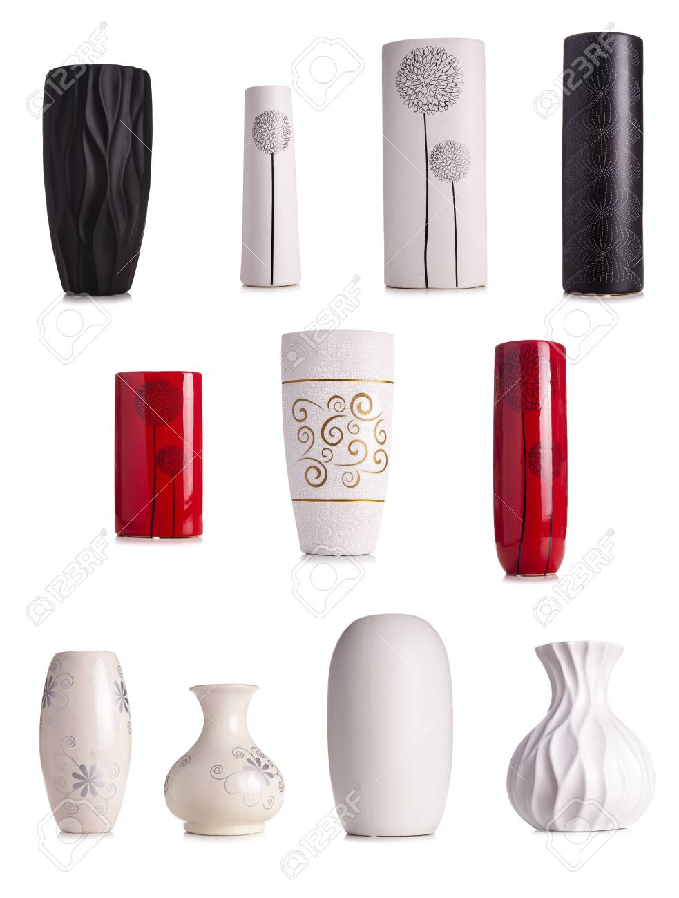 Modern Vase Cream Black And Red Tall Ceramic Vase Decoration