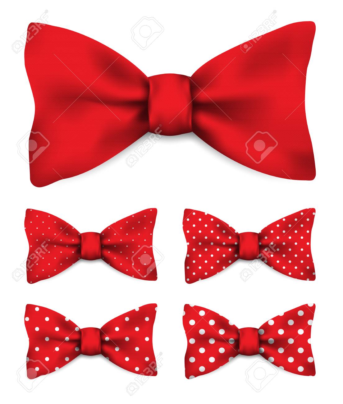 Red Bow Tie With White Dots Realistic Vector Illustration Set Isolated On  White Background Royalty Free SVG, Cliparts, Vectors, and Stock  Illustration. Image 73787093., image size:1104x1300